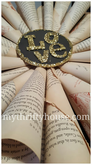 Assembling vintage book page wreath