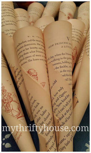 Rolled pages for vintage book page wreath