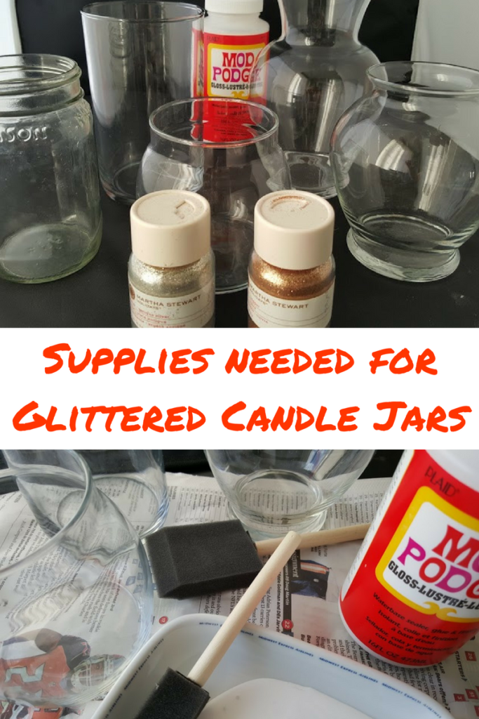 Supplies Needed for Glittered Candle Jars