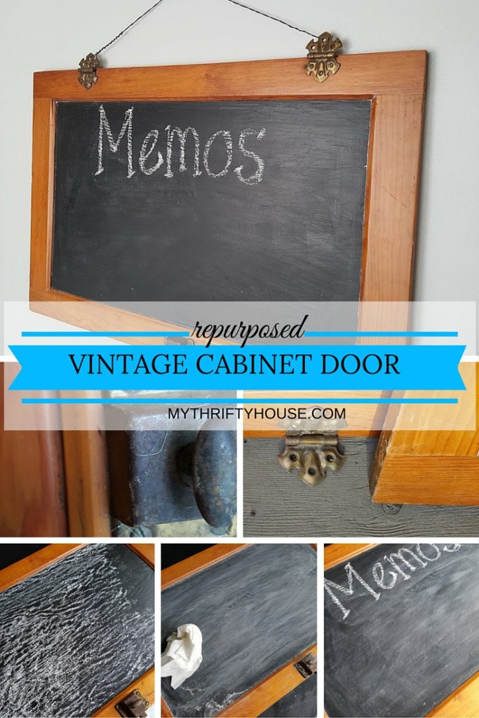 repurposed vintage cabinet door chalkboard