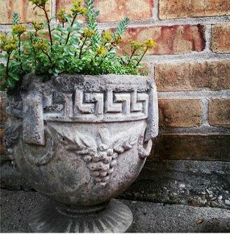 Cement urn used as unique flower planters
