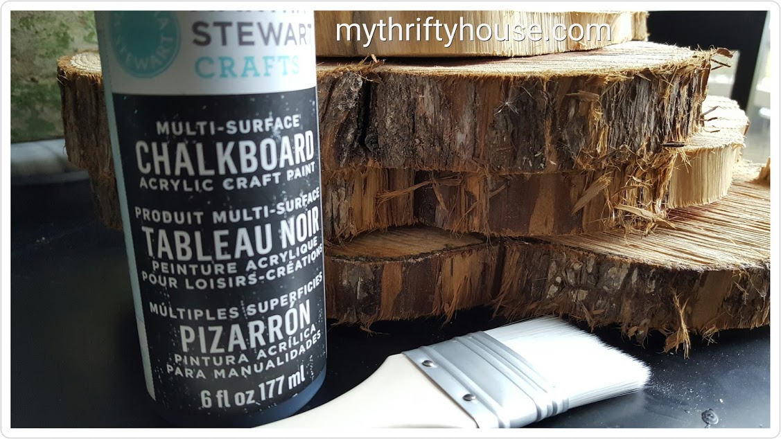 rustic wood slice chalkboard supplies