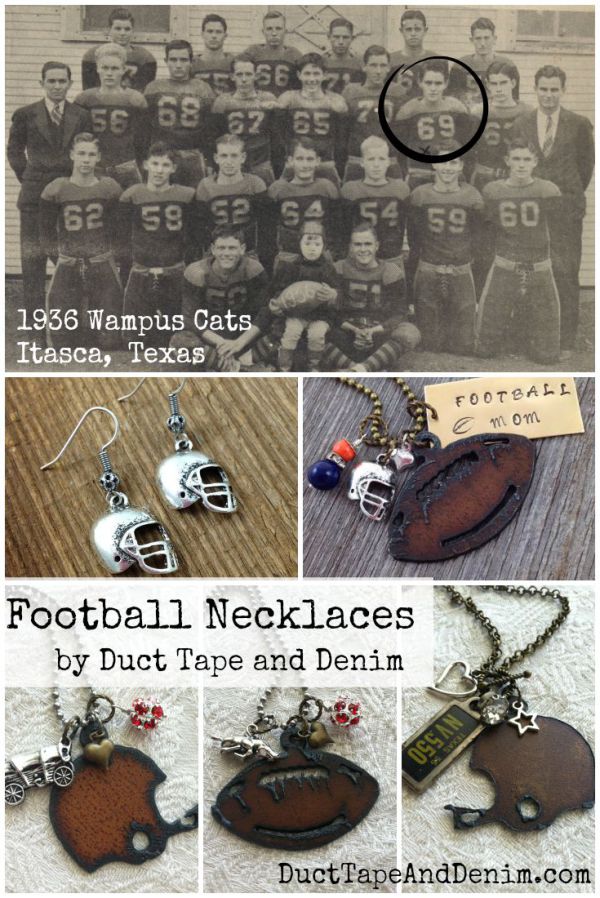 Football necklace made by Anne at Duct Tape and Denim