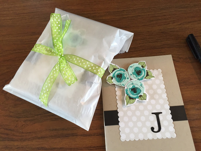 Monogram note cards made by Jenren14 on Instagram, packaged in a cello bag and ready to be given as a gift