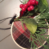 plaid flannel shirt ornament with berries and leaves