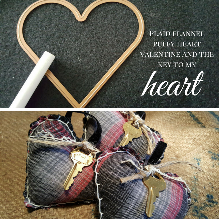 These plaid flannel puffy heart Valentines were made from my son's favorite flannel shirt. They are being given to his 3 sisters for Valentine's Day.