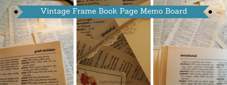 Vintage Frame Book Page Memo Board Made With Dictionary Pages