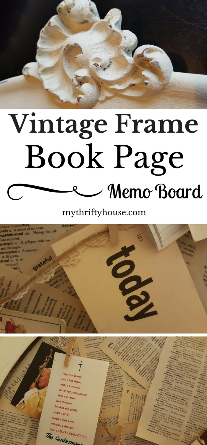 DIY Vintage Frame Book Page Memo Board