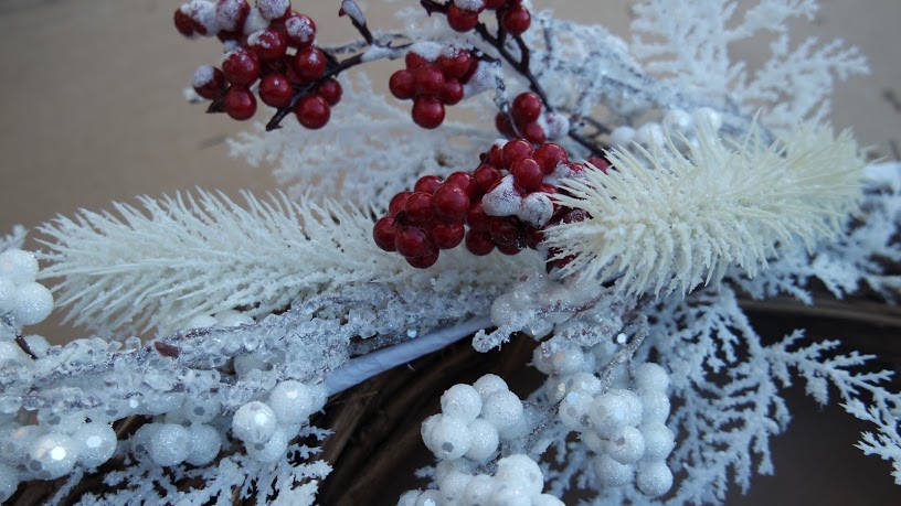 Faux winter branches and berries for a quick and easy winter wreath