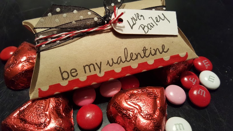 Pillow Box Valentines filled with candy.