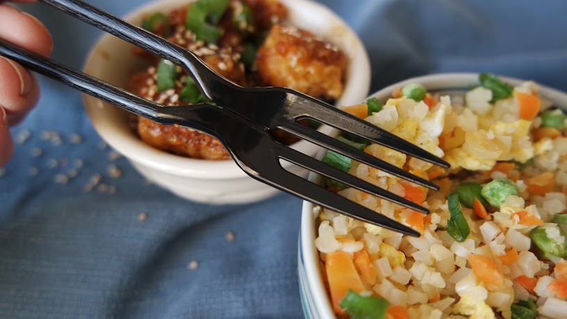 Fake Out Take Out Whole30 Cauliflower Fried Rice and Orange Chicken