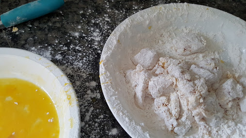 Dredging in egg and tapioca flour whole30 orange chicken