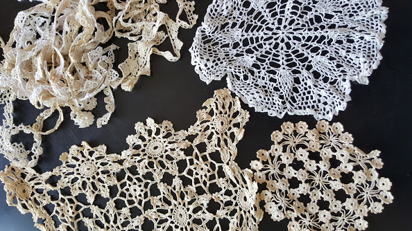 doily and lace for bohemian dream catcher