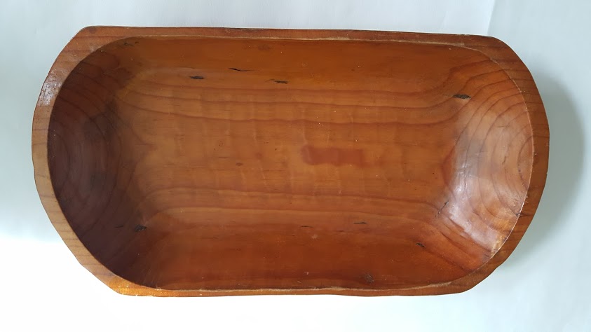 Antique Primitive Rectangular Hand-Carved Wooden Dough Bowl Trough  Bread-Making