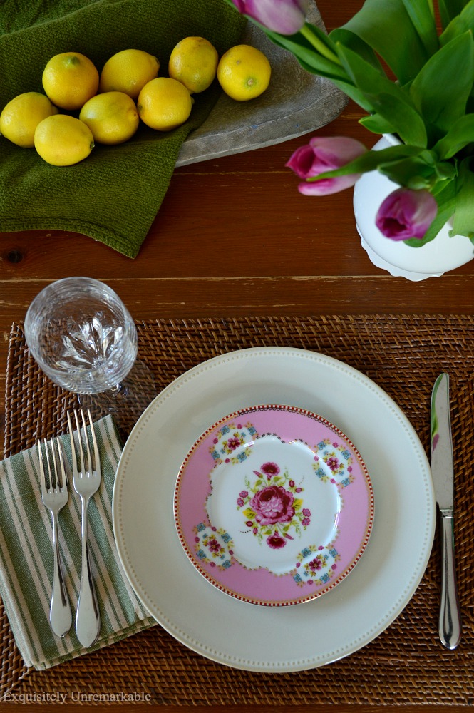 Farmhouse Table Setting with Dough Bowl from Exquisitely Unremarkable