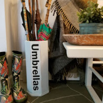 Getting organized with my chalk painted farmhouse umbrella stand