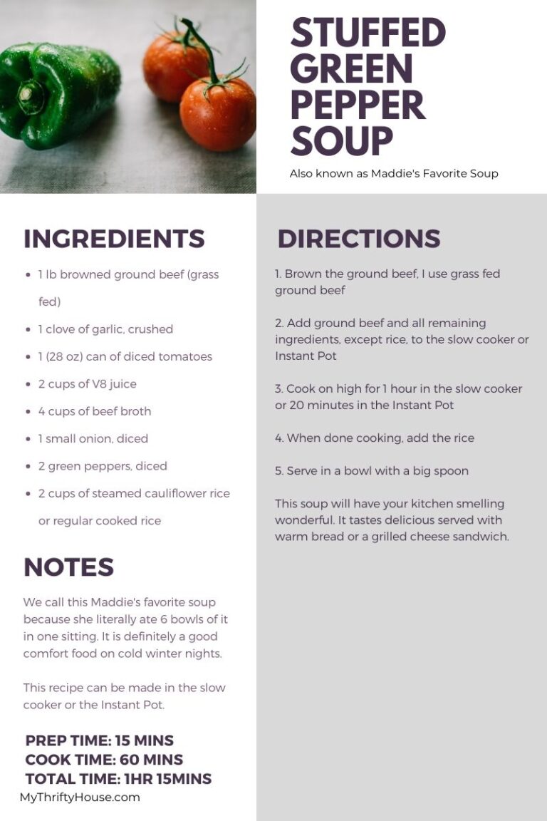 Healthy Whole30 Stuffed Green Pepper Soup - My Thrifty House