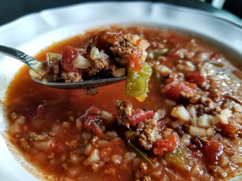 Whole30 stuffed green pepper soup for dinner