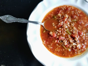 slow cooker Whole30 stuffed green pepper soup