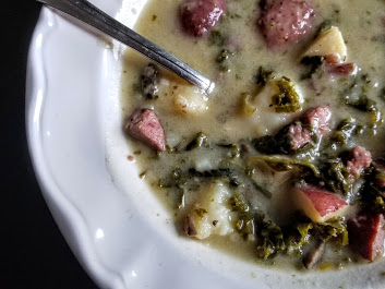 whole30 potato soup with kale and sausage