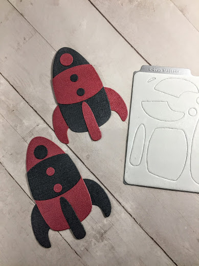 making red rocket birthday cards with a die cut