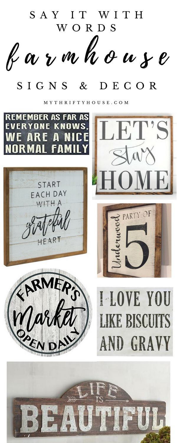 Say it with words with farmhouse signs and decor