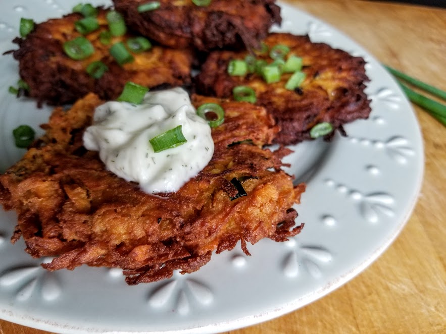 Whole30 Sweet Potato Pancakes for breakfast