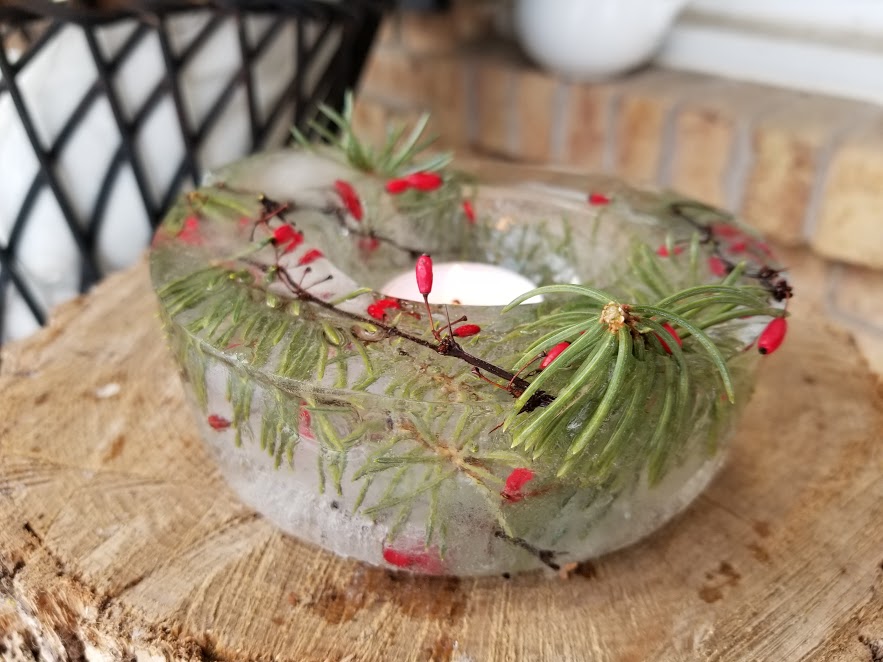 decorative ice bowl outside