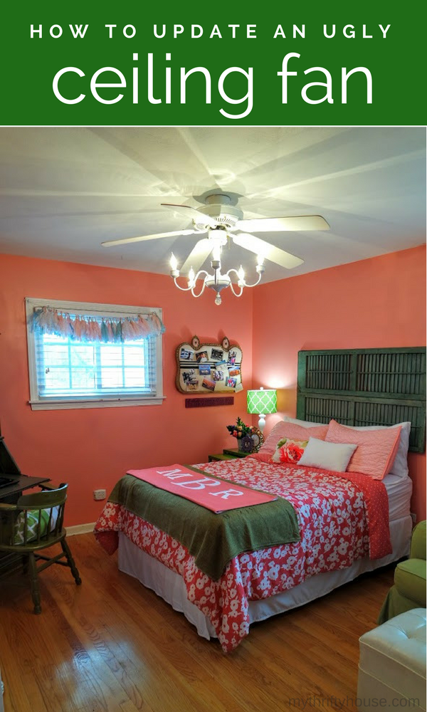 Updating an ugly ceiling fan in a teenage girl's bedroom makeover