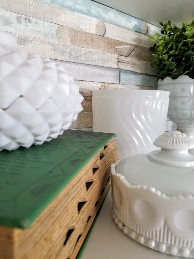 displaying milk glass with various shapes and sized