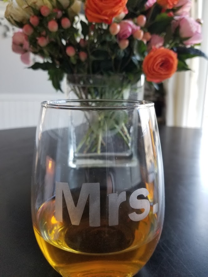 etched glass mrs. wine glass