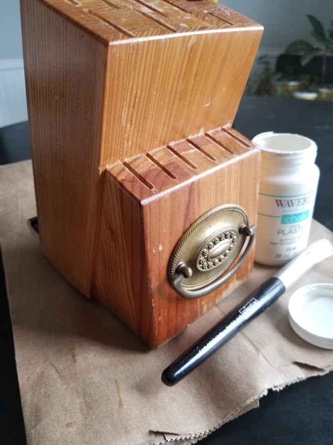 DIY Painted Knife Block with drawer pull