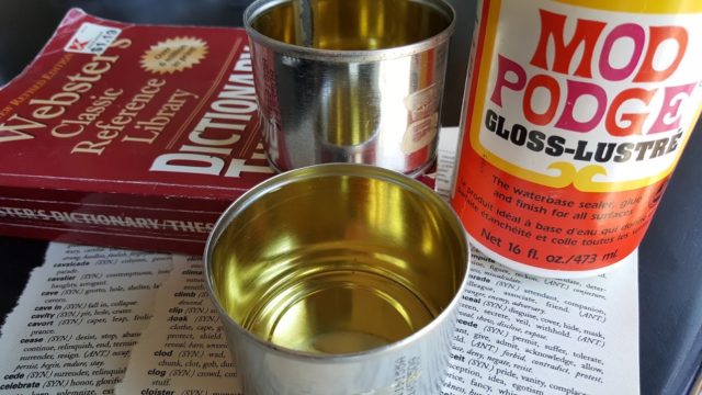 supplies for glittered tin can tea light holders