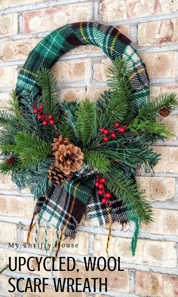 Upcycled Wool Scarf Wreath