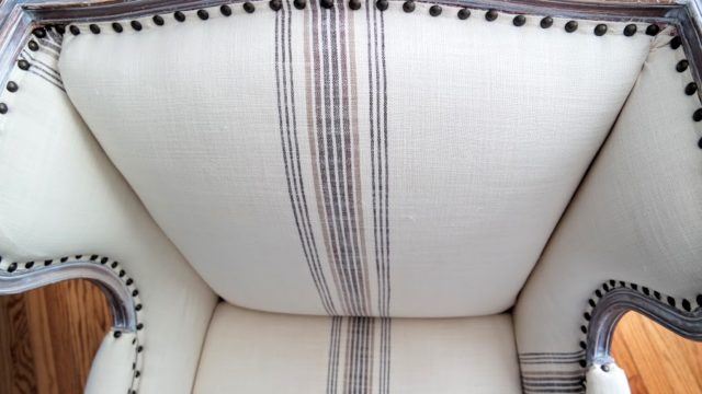 beautiful DIY deconstructed chair striped material