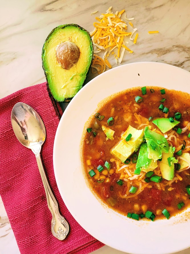 Enchilada soup made with staple pantry items